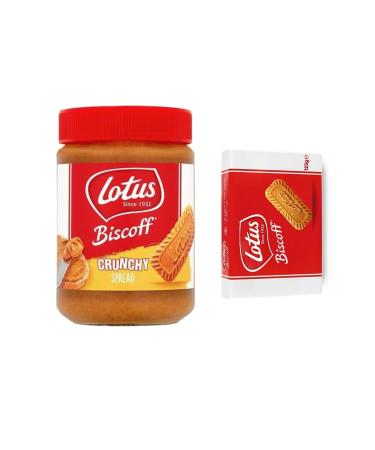 Lotus Biscoff Crunchy Spread Spreadable Biscuit Cream 380 Gr + Biscoff Biscuit 124 Gr