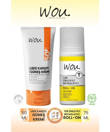 WOU World of Unique Anti-Spot Sunscreen 50ml & Anti-Perspirant Whitening Roll-on 75 ml Set of 2