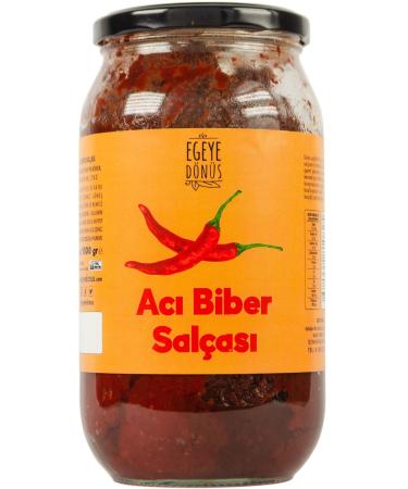 RETURN TO THE AEGEAN Local Homemade Hot Pepper Paste Glass Jar-1 Kg (PRODUCED WITH TRADITIONAL METHOD DOES NOT CONTAIN ADDITIVES)