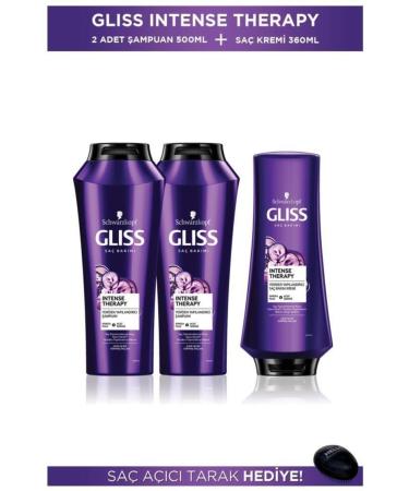 Gliss Intense Therapy Shampoo 500 Ml X 2 Pieces + Hair Conditioner 360 Ml + Hair Opening Comb
