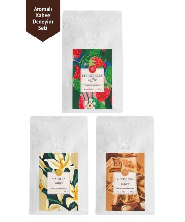 Mim and More 3 X 200 gr Strawberry Flavored Toffee Nut Flavored Vanilla Flavored Coffee Filter Coffee Coffee Set