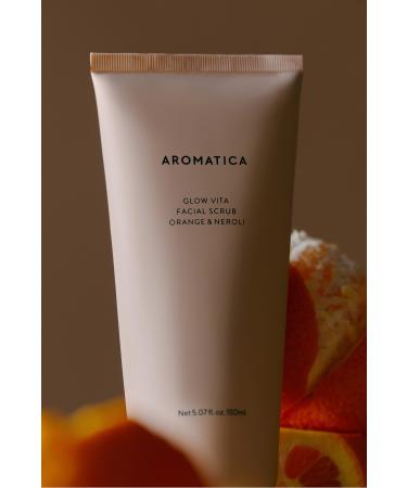Aromatica Glow Vita Facial Scrub Orange & Neroli 150ml - Revitalizing Vegan Vitamin & Clay Scrub - Buy Online on GoSupps.com