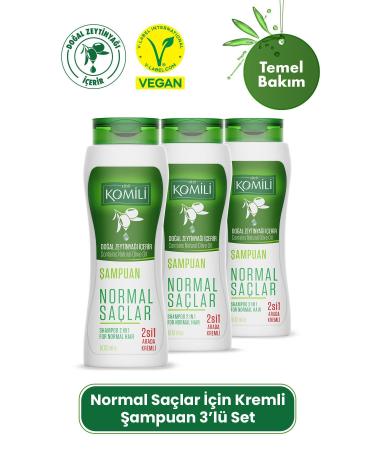 Komili 2 in 1 Creamy Vegan Basic Care Shampoo for Normal Hair Set of 3 - 3 X 500 ML