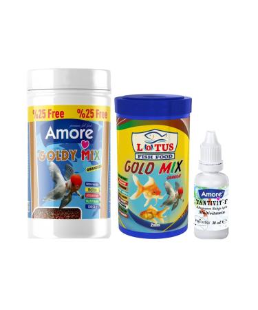 Lotus Goldy Mix Granules 125ml 100ml Goldfish Food Multivitamin Set