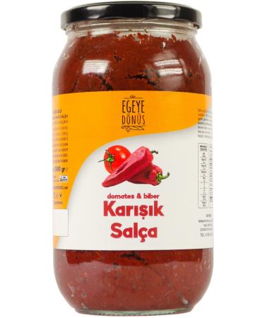 RETURN TO THE AEGEAN Local Homemade Mixed Paste Glass Jar - 1 Kg. (TOMATO AND SWEET PEPPER PASTE MIX)