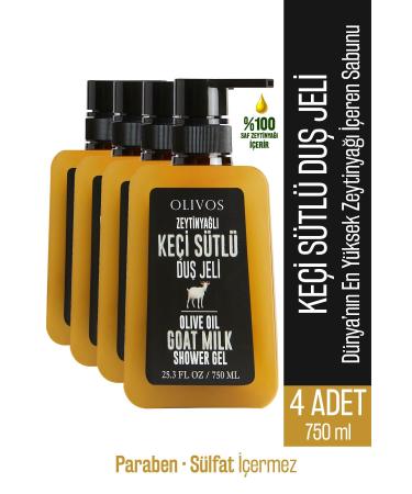 Olivos Natural Olive Oil Goat Milk Bath and Shower Gel Goat Milk Olive Oil Skin Moisturizer 4 PCS 750ML