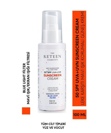 The RETEEN Cosmetics Anti-Spot Skin Tone Equalizer Blue Light Filter Anti-Aging Sunscreen Cream SPF 50 100 ML