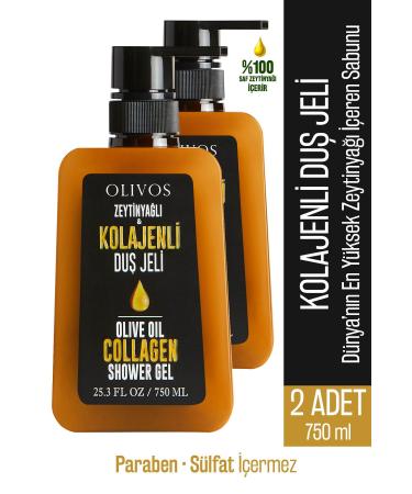 Olivos Natural Olive Oil Collagen Bath and Shower Gel Olive Oil Nourishing Skin Moisturizer 2 PCS 750ML