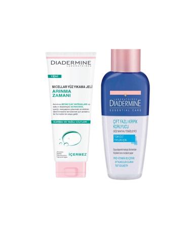 Diadermine Micellar Face Wash Gel Cleansing Time 150ml + Eye Make-up Remover Water 125ml