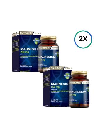 Nutraxin Magnesium 250 mg 60 Tablets Containing Magnesium Citrate (2PCS) '&' (1X100ML) face wash gel