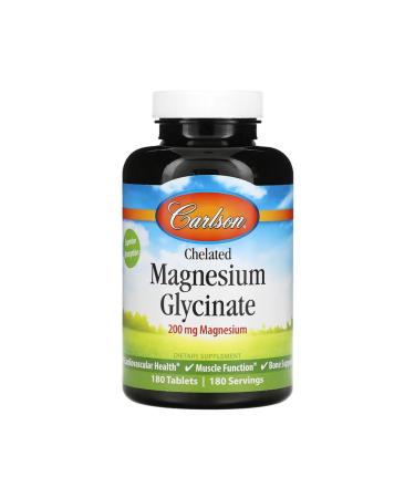 Carlson Chelated Magnesium Glycinate 200 mg 180 Tablets
