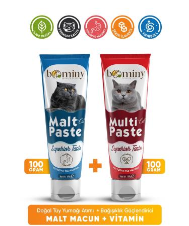 bominy pet Cat Malt Paste Hairball Prevention Multipaste Laurine 13 Vitamin Cat Vitamin 100 gr