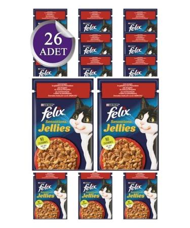 FELIX Adult 85 gr Tomato Sauce Cattle Wet Food 26 Pieces