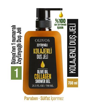 Olivos 0 Natural Collagen and Olive Oil Bath and Shower Gel Dry Skin Moisturizer and Nourishing 750 Ml