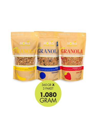 Mom's Natural Foods 3-PACK GRANOLA BANANA-WALNUT 360 G / BLUEBERRY 360 G / STRAWBERRY-CHIA 360 G