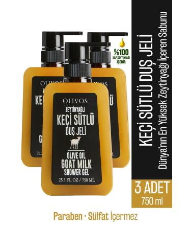 Olivos Natural Olive Oil Goat Milk Bath and Shower Gel Goat Milk Olive Oil Skin Moisturizer 3 PCS 750ML