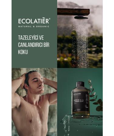 ECOLATIER Set of 2 Men's Hair and Body Shampoo 2 in 1 Energy Anti-Stress - Natural 600 ml X 2 - Buy Online on GoSupps.com