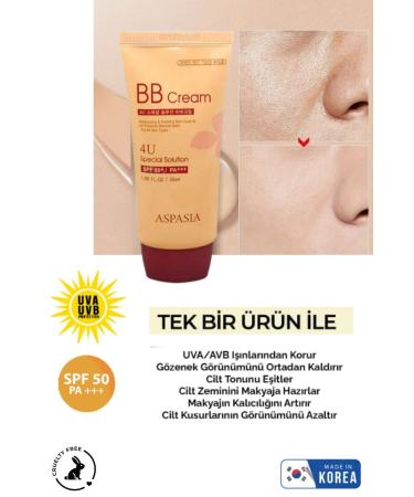 Aspasia High Sun Protection Multifunctional Korean BB Cream 50ml which can also be used as a Makeup Base - Buy Online on GoSupps.com