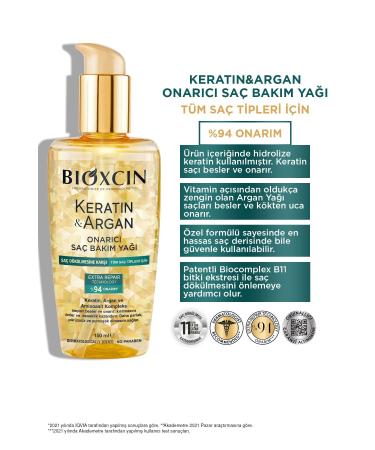 Bioxcin Keratin Argan Nourishing Repairing Hair Care Oil 150 ml - Damaged and Sensitive Hair 2-Pack - Buy Online on GoSupps.com