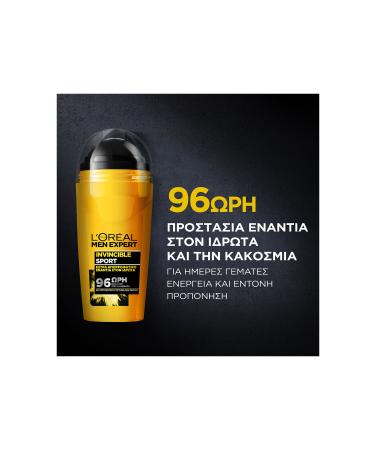 L'Oreal Paris Men Expert Invincible Sport 96 Hours Effective Roll-On 50ml - Buy Online on GoSupps.com