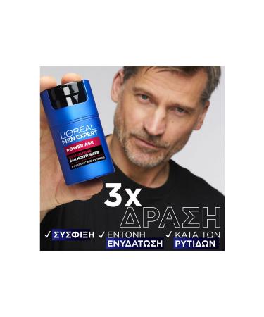 L'Oreal Paris Men Expert Power Anti-Aging Revitalizing 24-Hour Moisturizer 50ml Hyaluronic Acid - Buy Online on GoSupps.com
