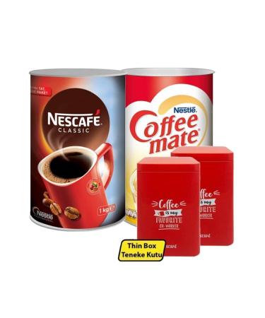 Nescafe Classic Coffee 1 Kg + Nestle Coffee Mate 2 Kg + Metal Storage Box 2 Pieces