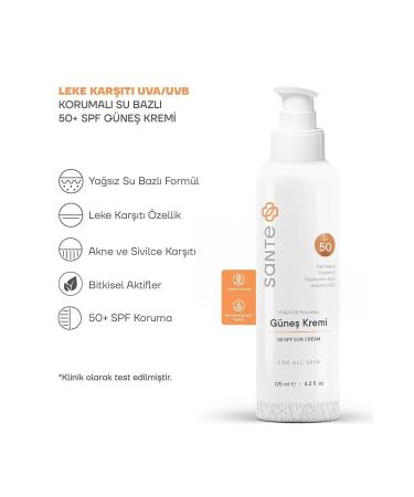 SantePlus Oil-Free Anti-Stain Water-Based 50 Spf High Protection Oil-Free Sun Cream 125 Ml - Buy Online on GoSupps.com