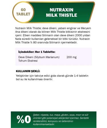 Nutraxin Milk Thistle - Milk Thistle Food Supplement 200 Mg 60 Tablets 3 Pack - Buy Online on GoSupps.com