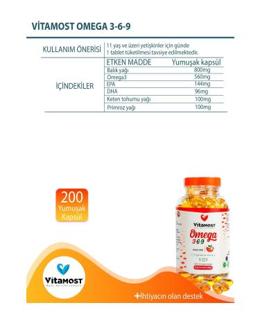 Vitamost Omega 369 (omega3 Fish Oil Fish Oil) 1330 Mg 200 Softgels - Buy Online on GoSupps.com