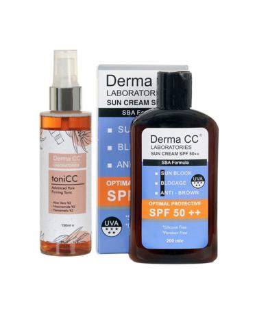 Derma CC LABORATORIES Anti Brown Sun Cream Spf50++ 200 Ml + Pore Tightening Tonic 150ml