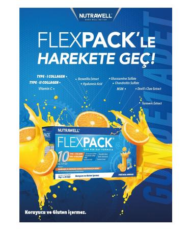 Nutrawell FLEXPACK Glucosamine Chondroitin Msm Collagen - ORANGE POWDER DRINK - 30 Days - Buy Online on GoSupps.com