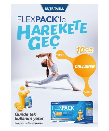 Nutrawell FLEXPACK Glucosamine Chondroitin Msm Collagen - ORANGE POWDER DRINK - 30 Days - Buy Online on GoSupps.com