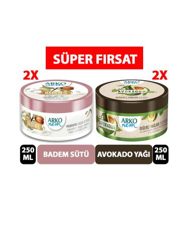 Arko CREAM 2xPROBIOTIC ALMOND MILK 250ML + 2xAVOCADO OIL 250ML
