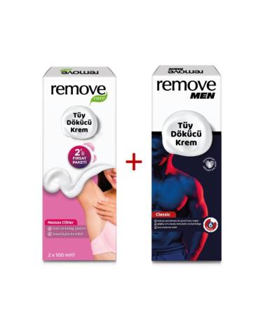 remove Hair Removal Cream Sensitive Skin 200 ml + Hair Removal Cream Men Classic 100 ml