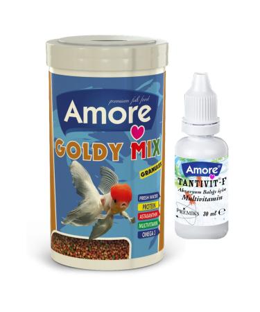AMORE Goldy Mix Granules 1000ml Box Japanese Fish Food + Fishvit Vitamin