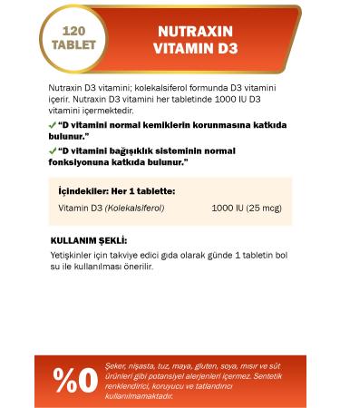 Nutraxin Vitamin D3 (1 000 IU)-120 Tablets - Buy Online on GoSupps.com
