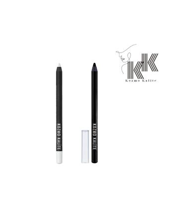 cosmokalite Black and White Color Waterproof Eye Makeup Pencil 2 Pieces