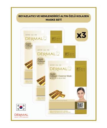 Dermal Whitening and Moisturizing Gold Essence Collagen Mask 23 Gr 3 Pieces