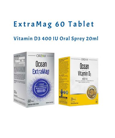 Ocean ExtraMag Triple Magnesium 60 tablets + Vitamin D3 400 IU Spray 20 ml + 100ml face cleansing gel Set1135