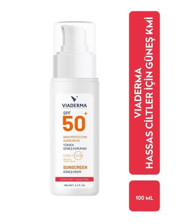 Viaderma SPF+50 High Protection Face & Body Sun Cream for Sensitive Dry & Reddened Skin 100 ml
