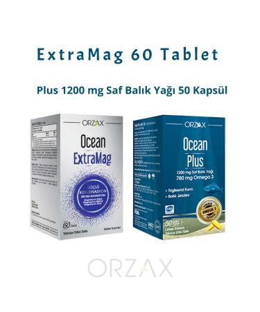 Ocean ExtraMag Triple Magnesium 60 TABLETS + Plus 1200 mg Pure Fish Oil 50 Capsules + Facial Cleansing Gel 1x100