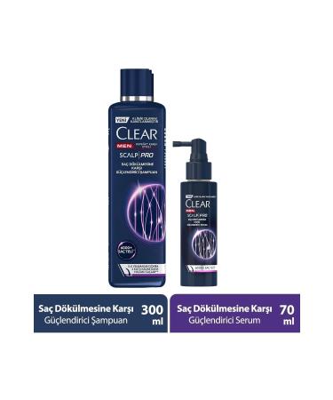 Clear Men Scalp Pro Strengthening Shampoo Effective Against Hair Loss and Dandruff 300 ml Serum 70 ml