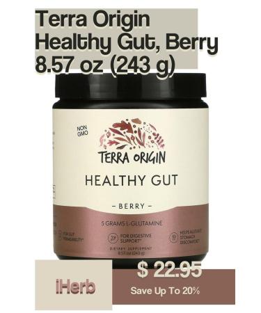 Terra Origin Healthy Gut Berry 8.57 oz (243 g) Specially formulated Premium Zinc (as PepZinGI Zinc Carnosine) - Buy Online on GoSupps.com