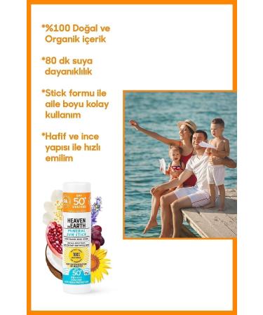 Heaven on Earth Spf 50 Anti-Stain 0 Natural Organic Mineral Sun Stick Moisturizer Uva Uvb Very High Protection - Buy Online on GoSupps.com