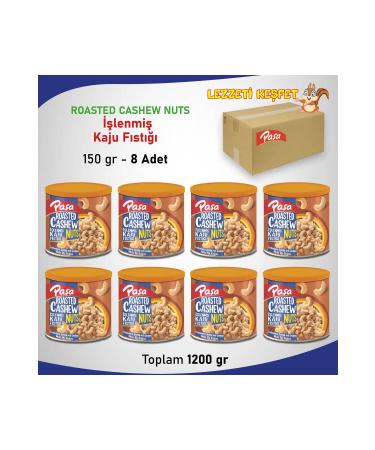 Pasha Nuts Processed Cashew Nuts Tin Box 150 gr X 8 Pieces (Total 1200 gr) - Buy Online on GoSupps.com