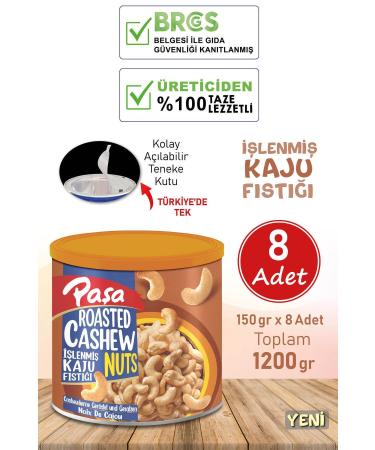 Pasha Nuts Processed Cashew Nuts Tin Box 150 gr X 8 Pieces (Total 1200 gr)