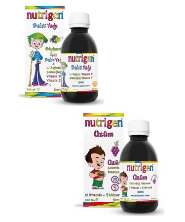 Nutrigen Fish Oil Syrup 200 Ml And Grape Seed Extract Vitamin And Mineral Syrup 200 Ml Kzmprt