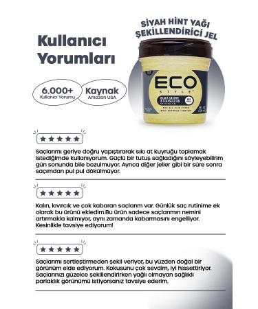 ECO Style Black Castor Oil & Linseed Oil Hair Styling Gel 236ml Black Castor Oil Styling Gel - Buy Online on GoSupps.com