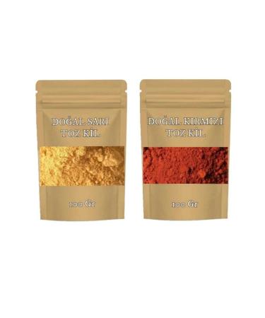EMS AVM YELLOW CLAY & RED CLAY NATURAL FACE MASK CLAY MASK POWDER CLAY 2 X 100 GR.