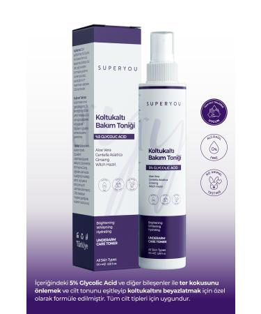 Superyou Whitening and Anti-Odor Underarm Care Toner - 5% Glycolic Acid & Aloe Vera & Ginseng - Buy Online on GoSupps.com